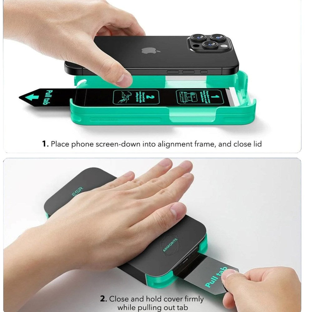 ESR iPhone 16 Armorite Screen Protection Tempered Glass w. Mounting Box - Transparent