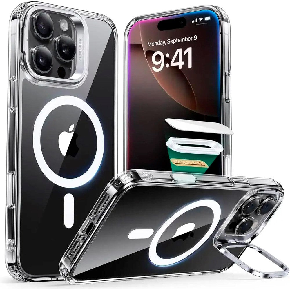 ESR iPhone 16 Pro Max Classic Hybrid Case with Kickstand - MagSafe Compatible - Transparent