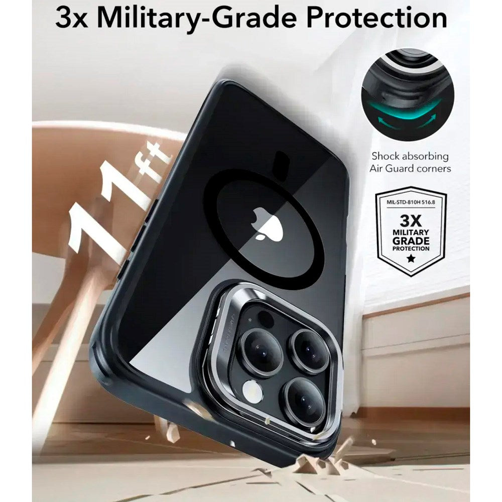 ESR iPhone 16 Pro Max Classic Hybrid Case with Kickstand - MagSafe Compatible - Transparent / Black
