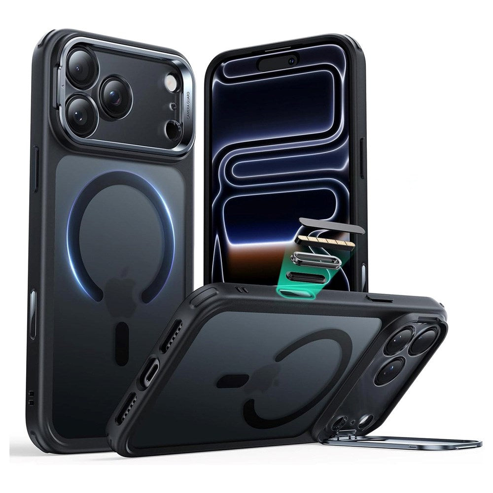 ESR iPhone 17 Pro Classic Hybrid Stash Case with Kickstand - MagSafe Compatible - Matte Black