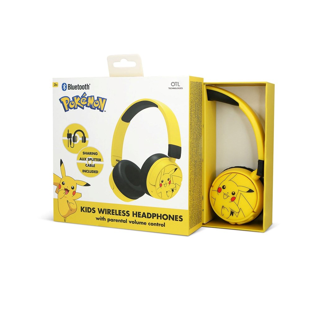 Pikachu OTL On-Ear Wireless Headphones for Kids - Yellow / Black