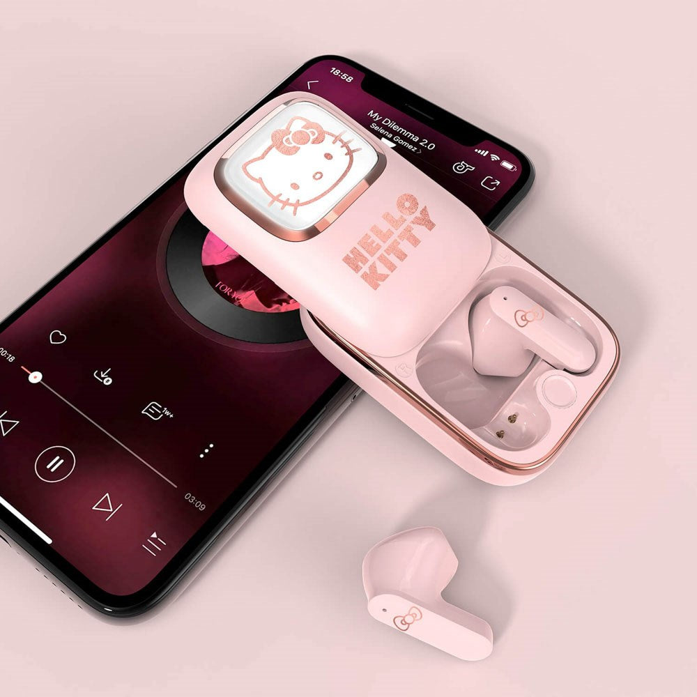 Hello Kitty OTL True Wireless In-Ear Headset with Slide-Up Charging Case - Pink