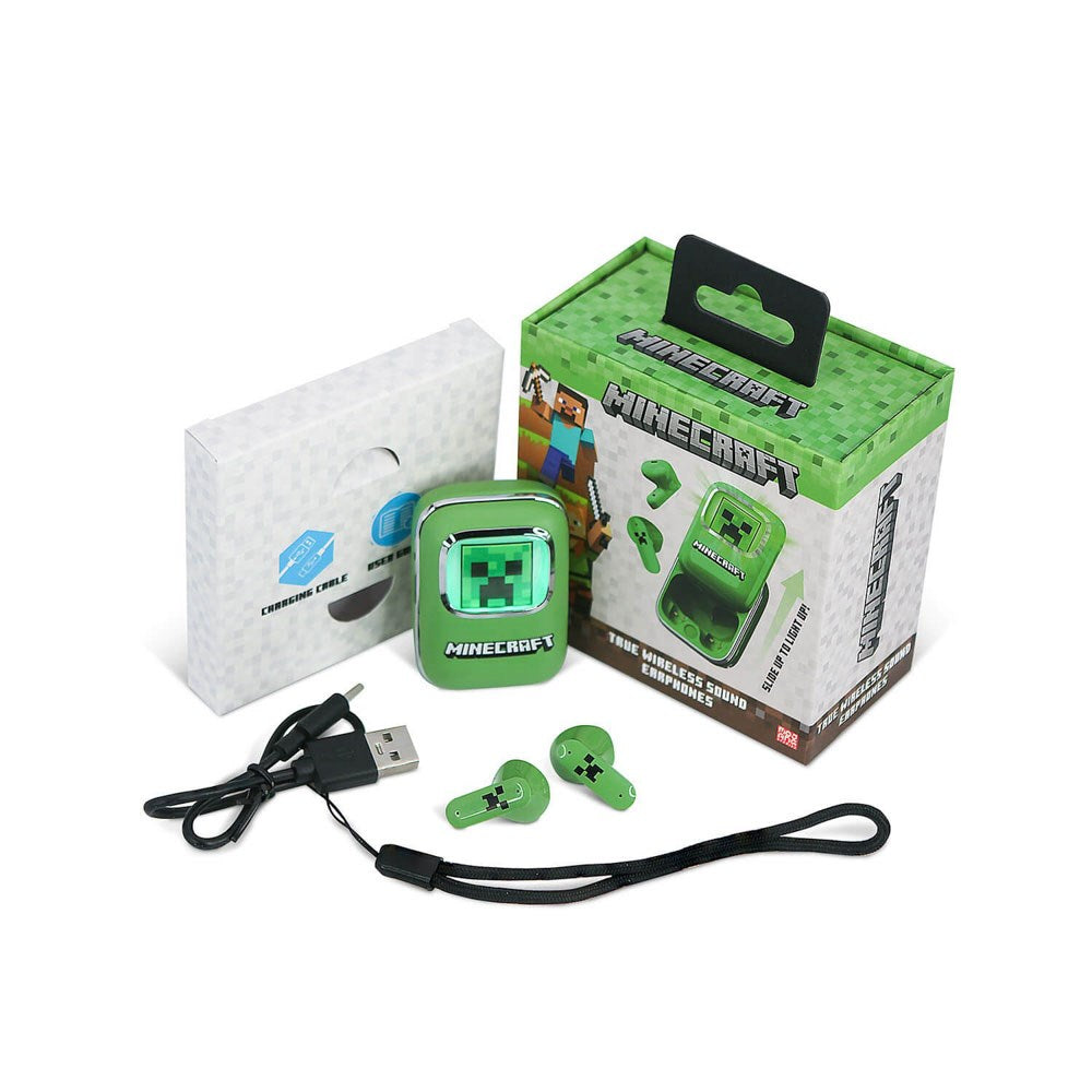 Minecraft OTL True Wireless In-Ear Headset with Slide-Up Charging Case - Green