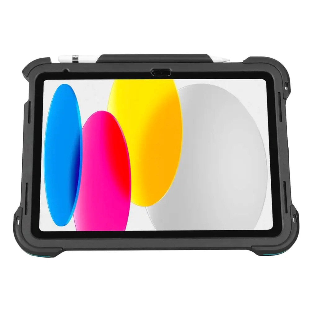 iPad 11" (2025) / iPad 10.9" (2024 / 2022) Targus Tough Case w. Protective Film and Kickstand - Black / Light Blue