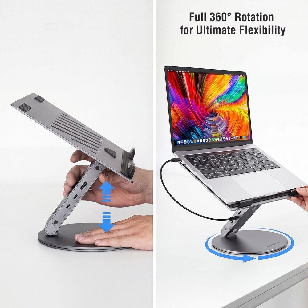 4smarts ErgoPro 360 Degree Laptop/Tablet Stand w. 6-in-1 USB-C Dock - Gray