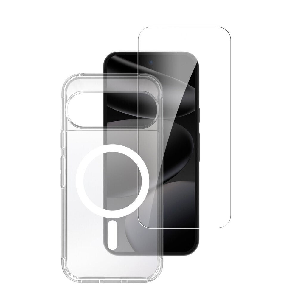Google Pixel 11 / 11 Pro / 10 / 10 Pro / 9 / 9 Pro 4Smarts 360° Protection Set with Case & Screen Protection Glass - Qi2 Compatible - Transparent