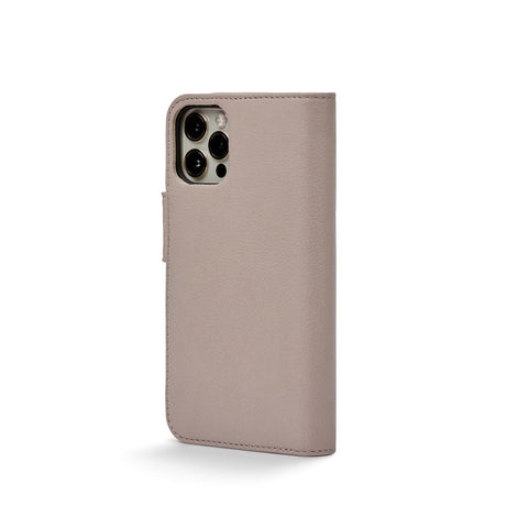 Trunk iPhone 12 Mini Genuine Leather Flip Case with Removable Back Case - Pink