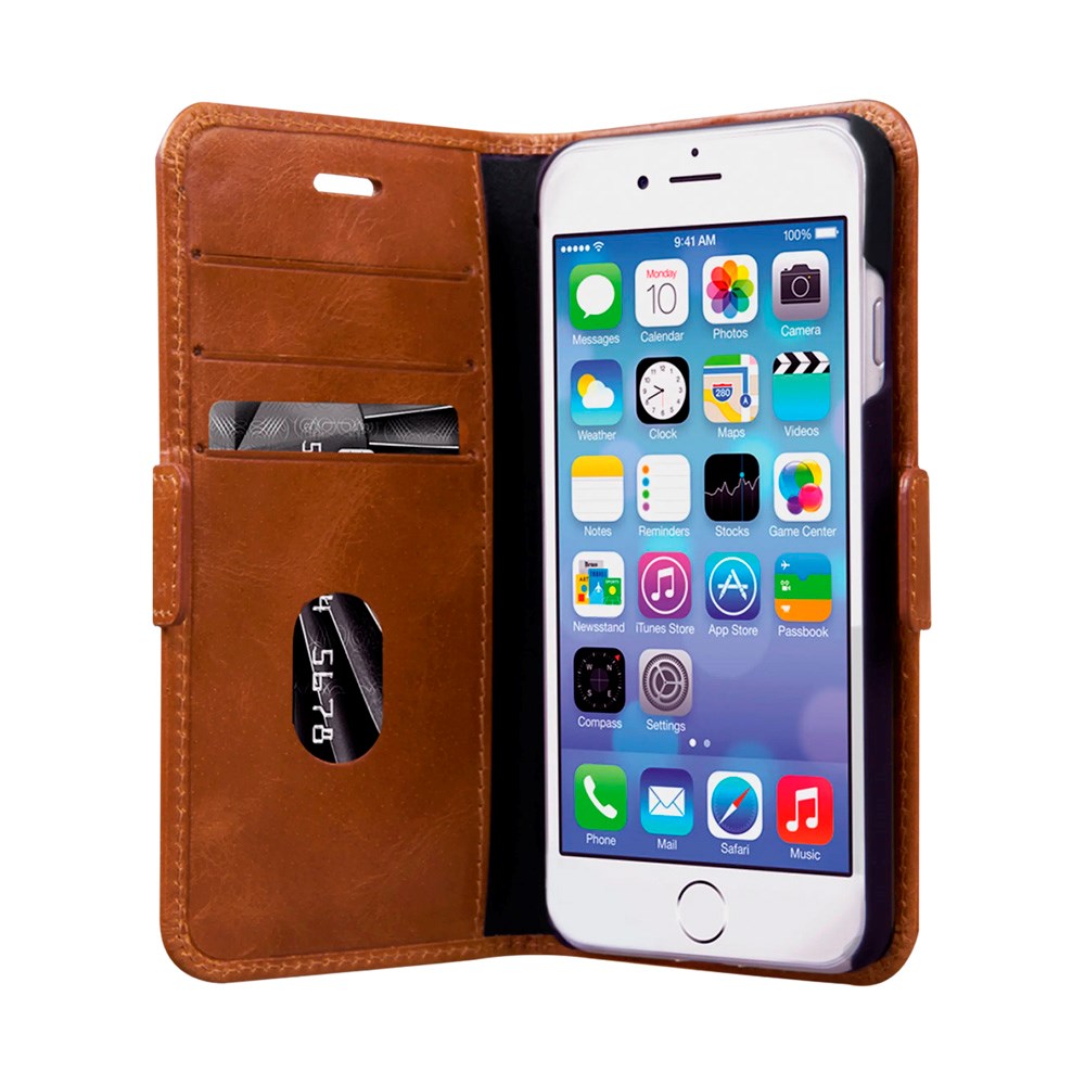 iPhone 8 Plus / 7 Plus / 6 Plus dbramante1928 Copenhagen Genuine Leather Flip Case with Wallet - Tan