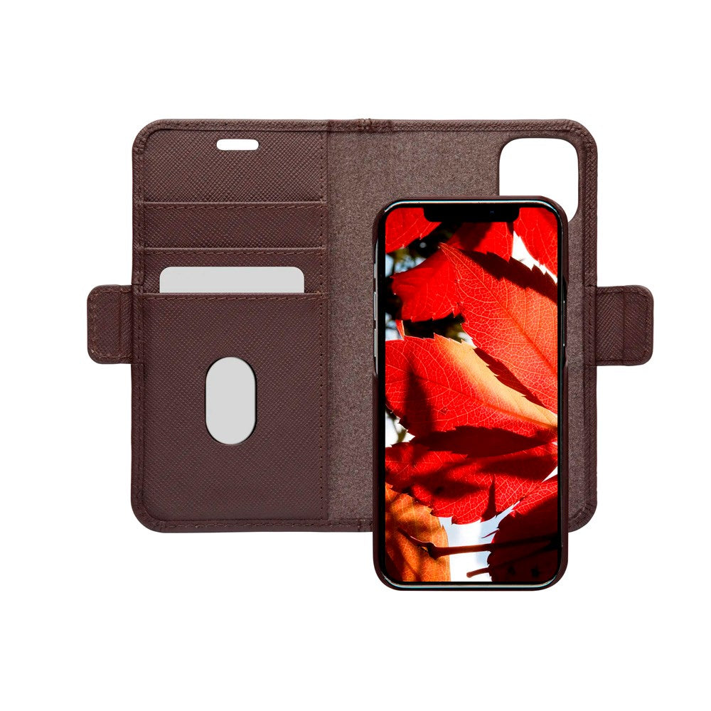 iPhone 12 Mini dbramante1928 New York 2-in-1 Genuine Leather Flip Case - Dark Chocolate