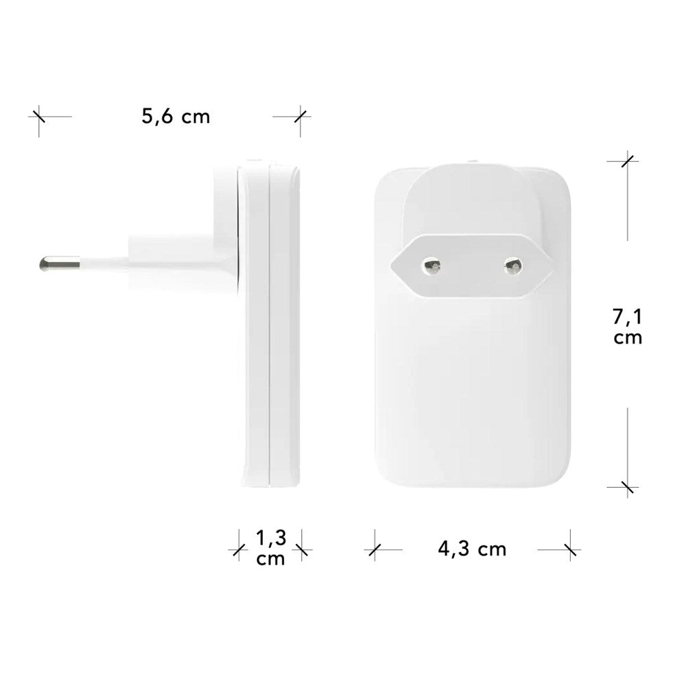 dbramante1928 Slim Wall Charger with 1x USB-C 20W & 1x USB-A 18W - White