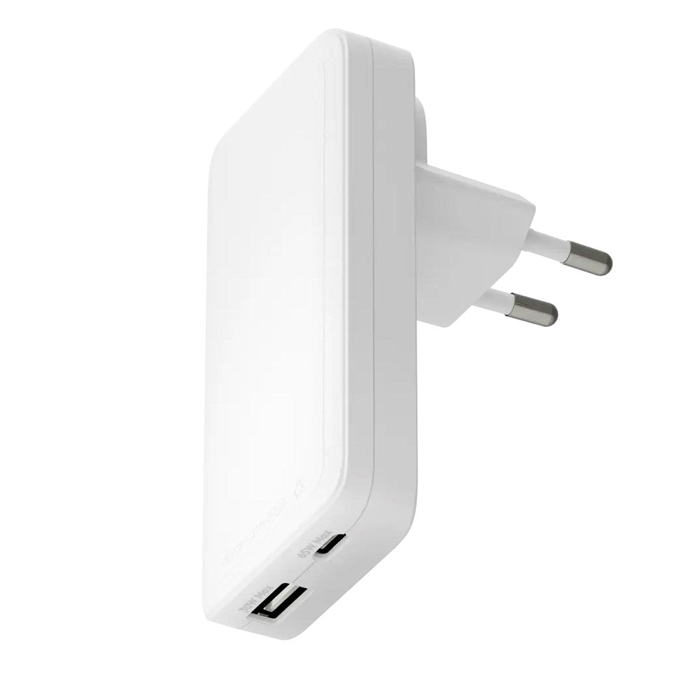 dbramante1928 Slim Wall Charger with 1x USB-C 65W & 1x USB-A 30W - White