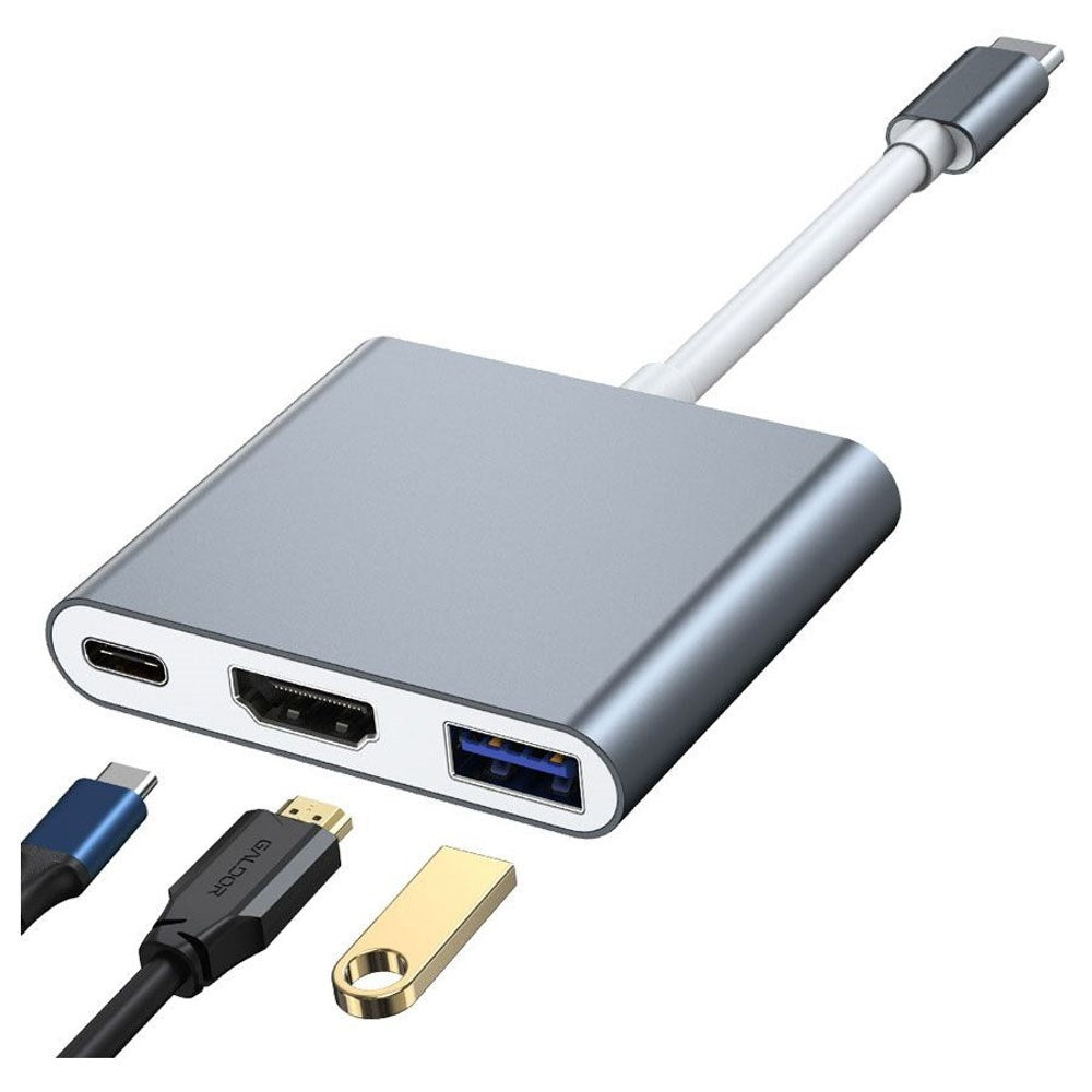 Lippa 3-in-1 60W Multiport USB-C Hub - Silver
