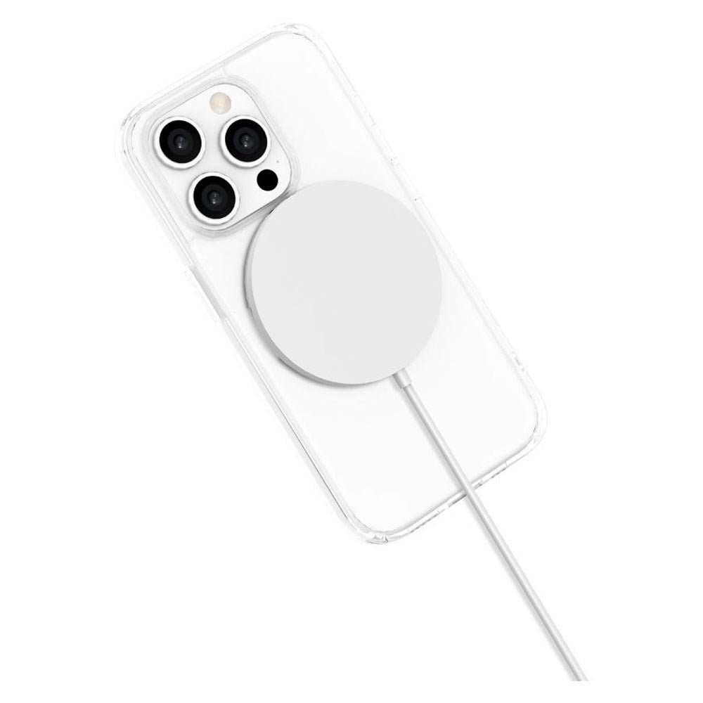 iPhone 15 Pro Lippa Hybrid Plastic Case with 360 Rotating Kickstand - MagSafe Compatible - Transparent / Silver