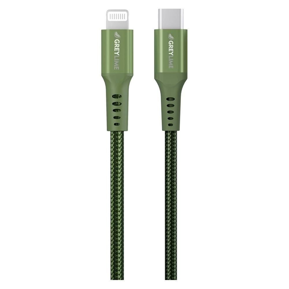 GreyLime 18W Braided USB-C to Lightning Cable 50 cm - Green