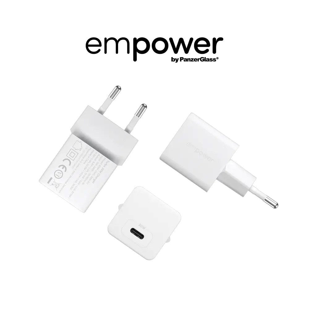 empower by PanzerGlass Turbo 30W Wall Charger with 1x USB-C – Silver White