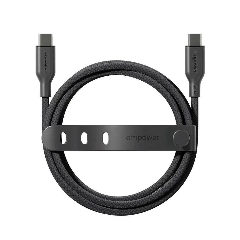 empower by PanzerGlass Racing 240W USB-C to USB-C Cable – 2m – Space Black