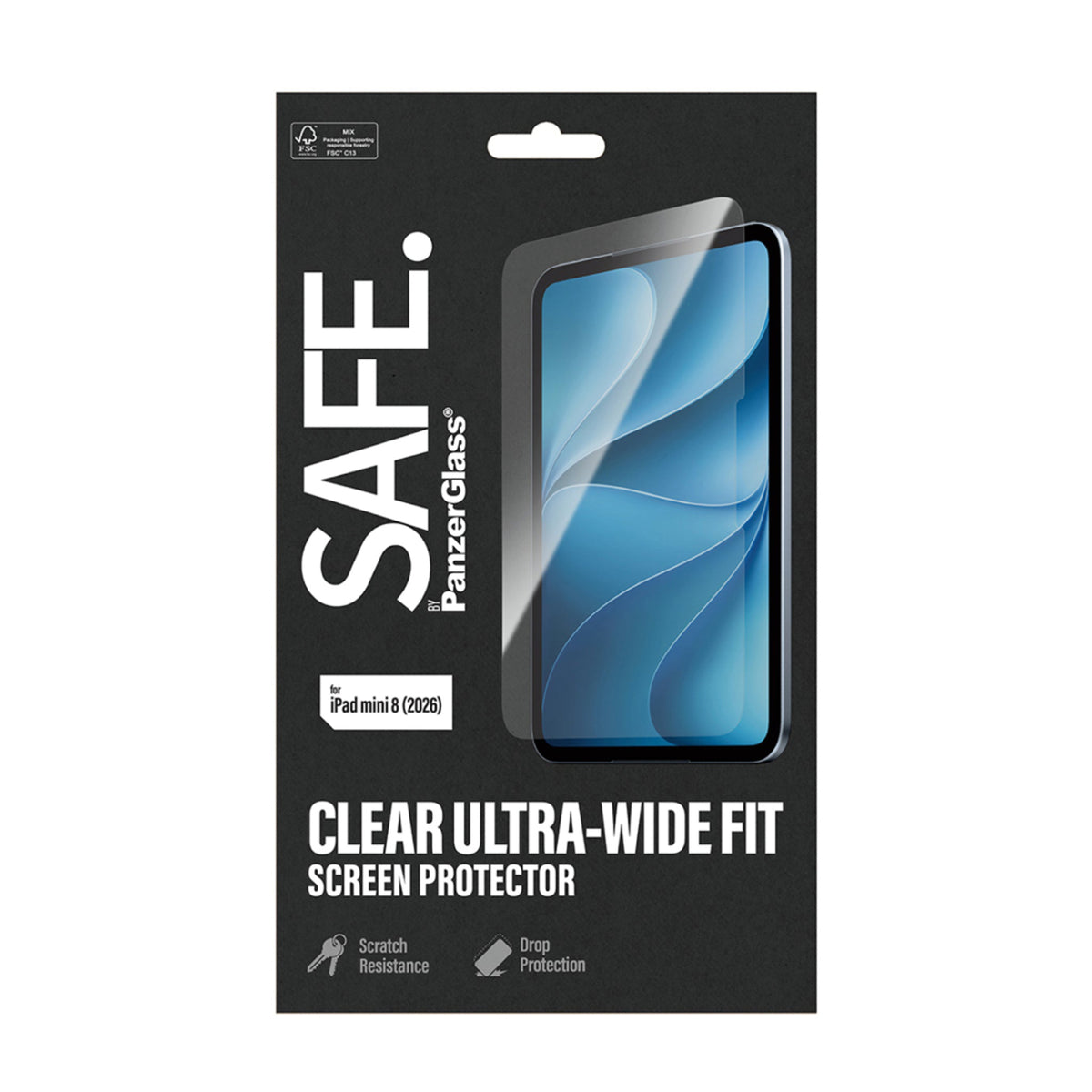 iPad Mini (2026) 8. Gen. SAFE. by PanzerGlass Ultra-Wide Fit Tempered Glass Screen Protector - Transparent