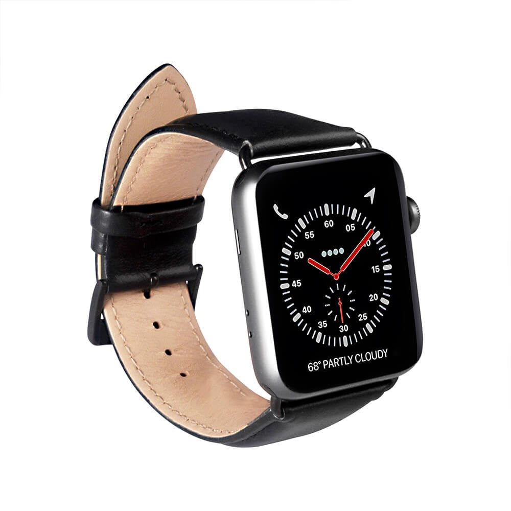 Apple Watch (38/40/SE/41/42mm) Buffalo Band in Genuine Leather - Black