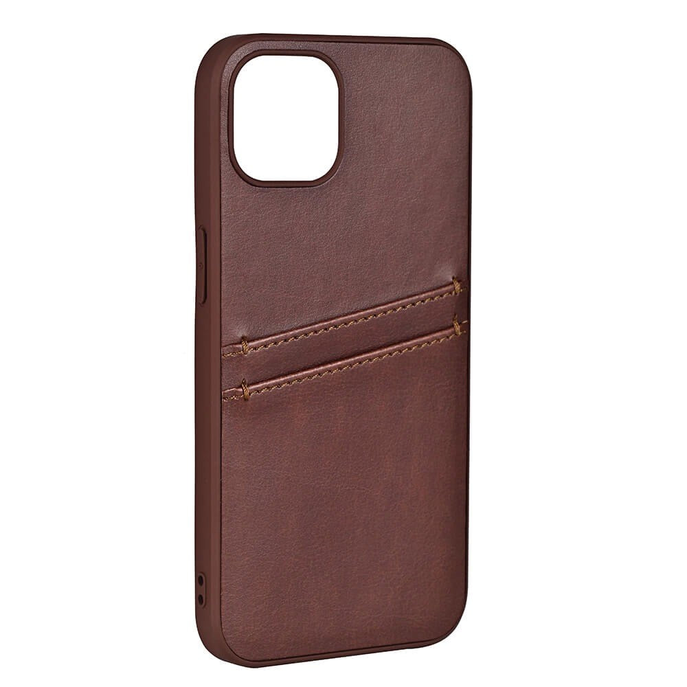 iPhone 12 / 12 Pro Buffalo Faux Leather Case with Card Pocket - Brown