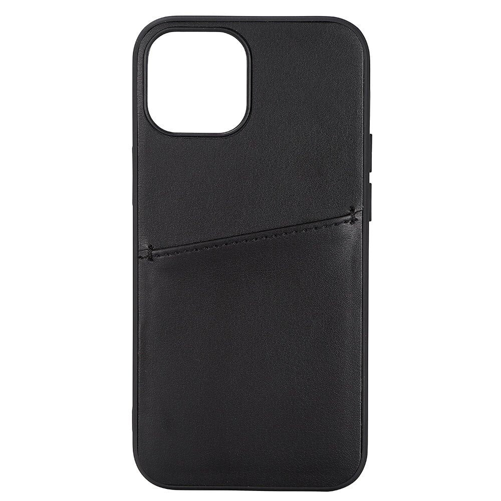 iPhone 13 Mini Buffalo Faux Leather Case with Card Pocket - Black