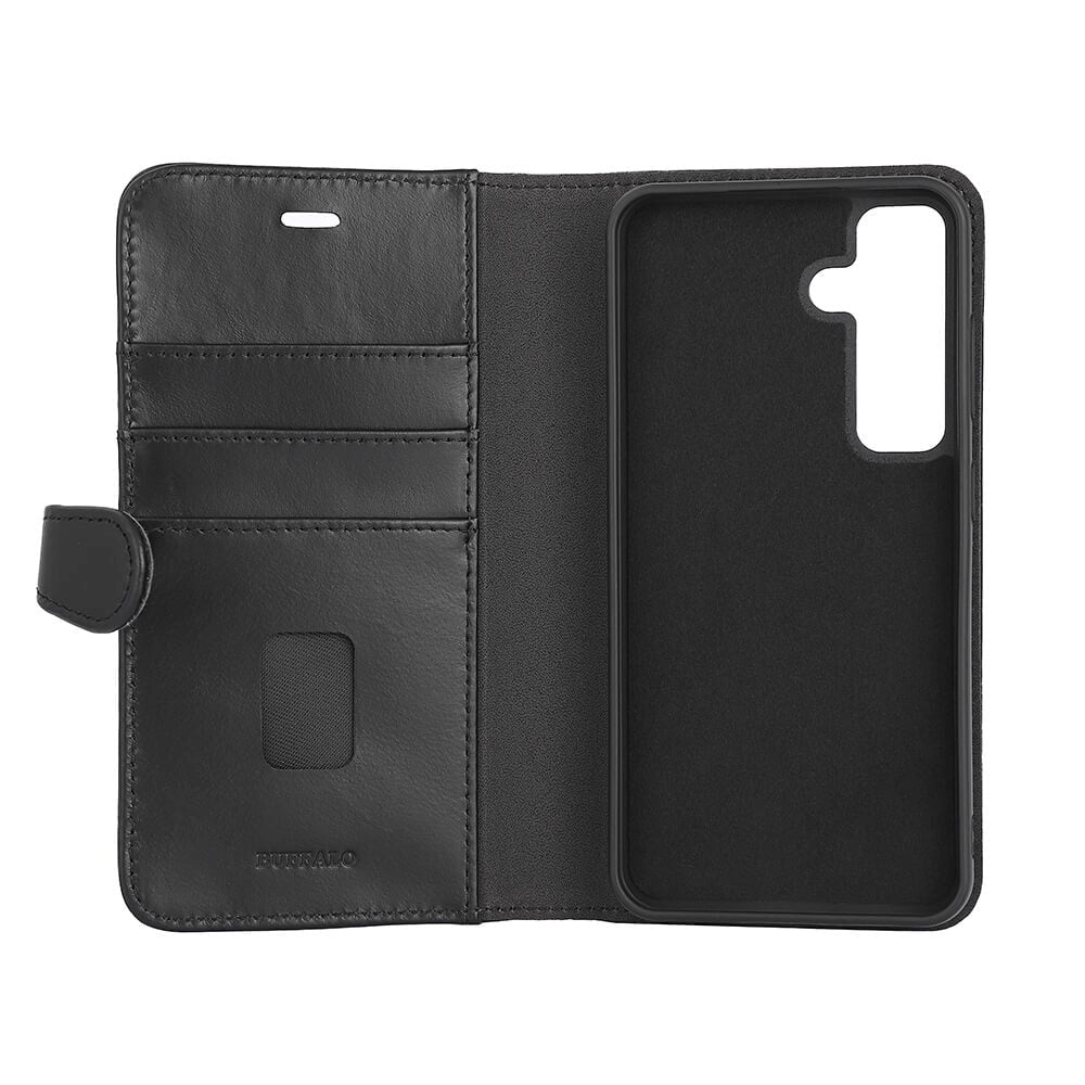 Samsung Galaxy S24 Buffalo 2-in-1 Wallet Genuine Leather Magnet Flip Case with Wallet - Black