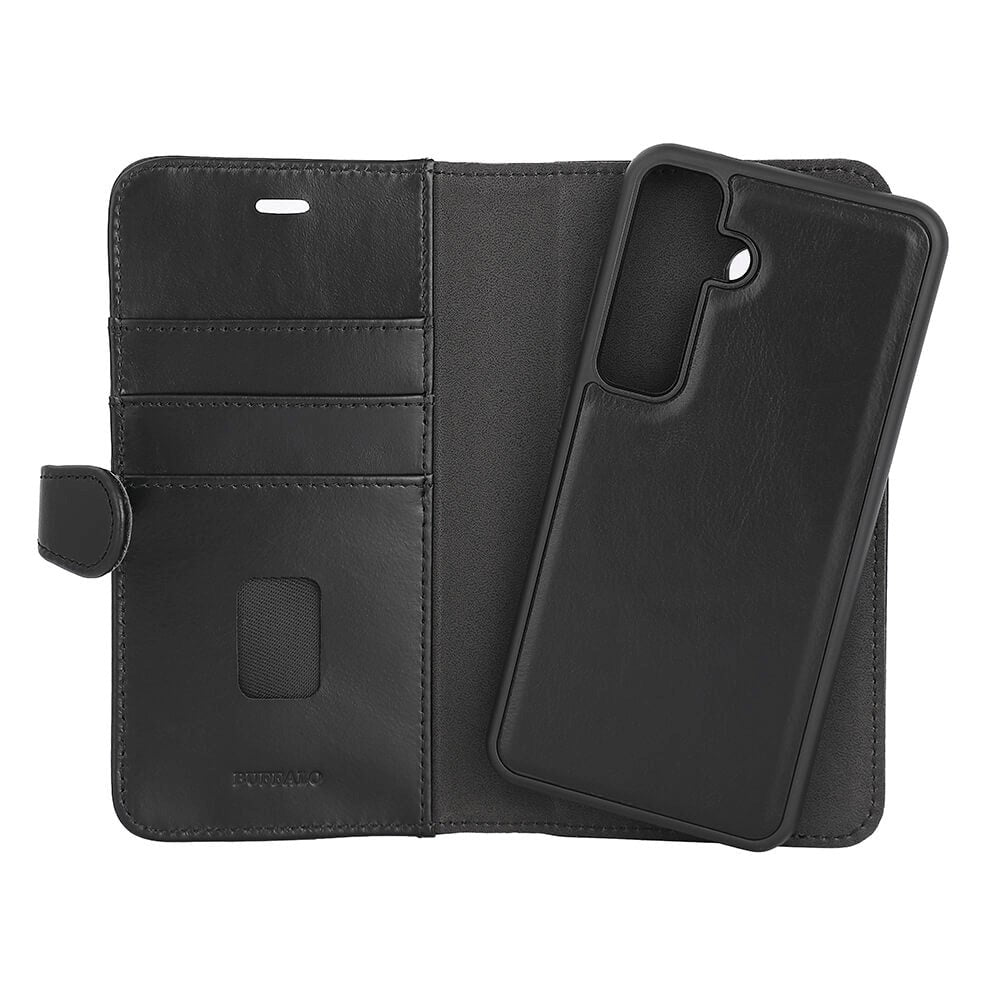 Samsung Galaxy S24 Buffalo 2-in-1 Wallet Genuine Leather Magnet Flip Case with Wallet - Black