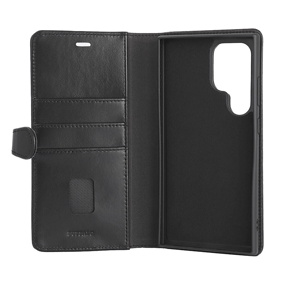 Samsung Galaxy S24 Ultra Buffalo 2-in-1 Wallet Genuine Leather Magnet Flip Case with Wallet - Black