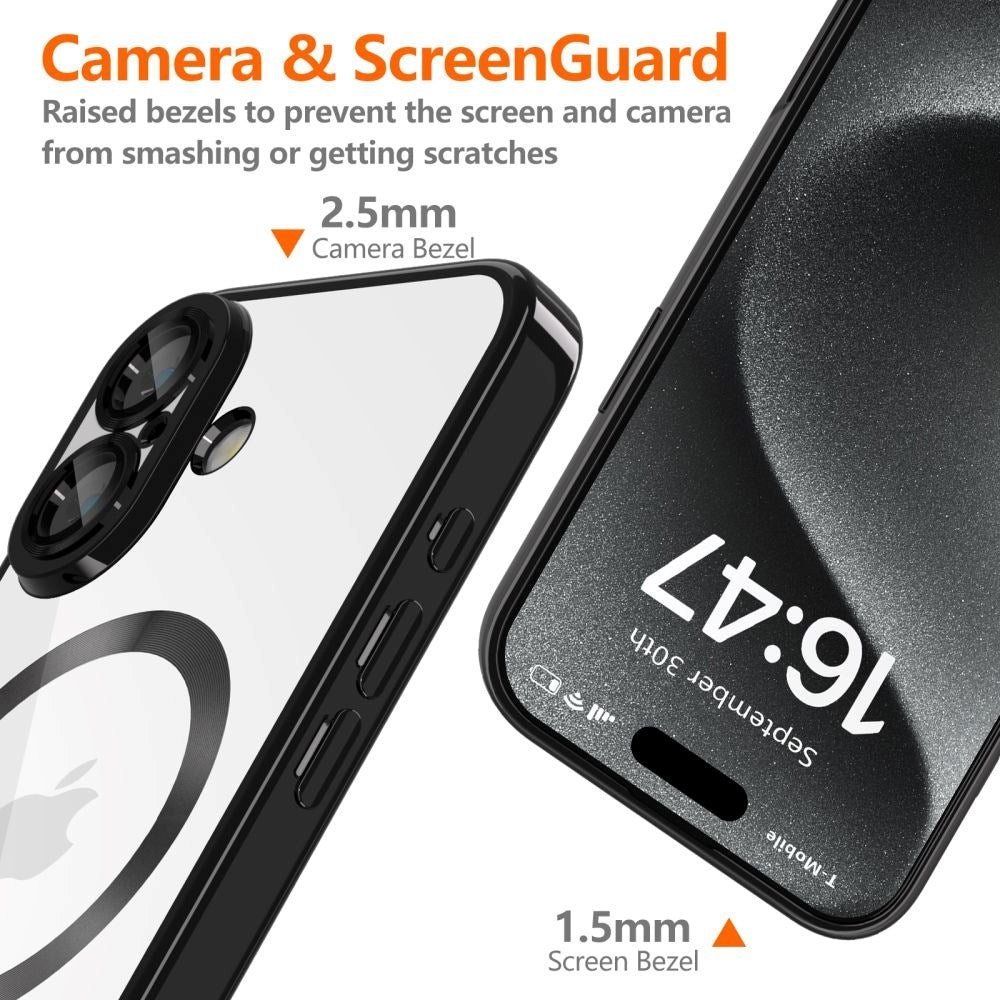 iPhone 16 Tech-Protect Magmat Case - MagSafe Compatible - Transparent / Glossy Black