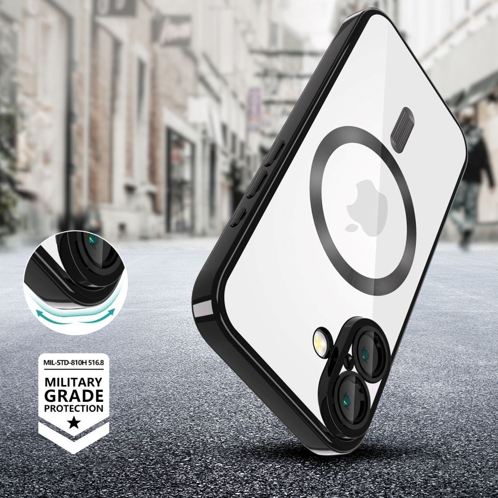 iPhone 16 Tech-Protect Magmat Case - MagSafe Compatible - Transparent / Glossy Black