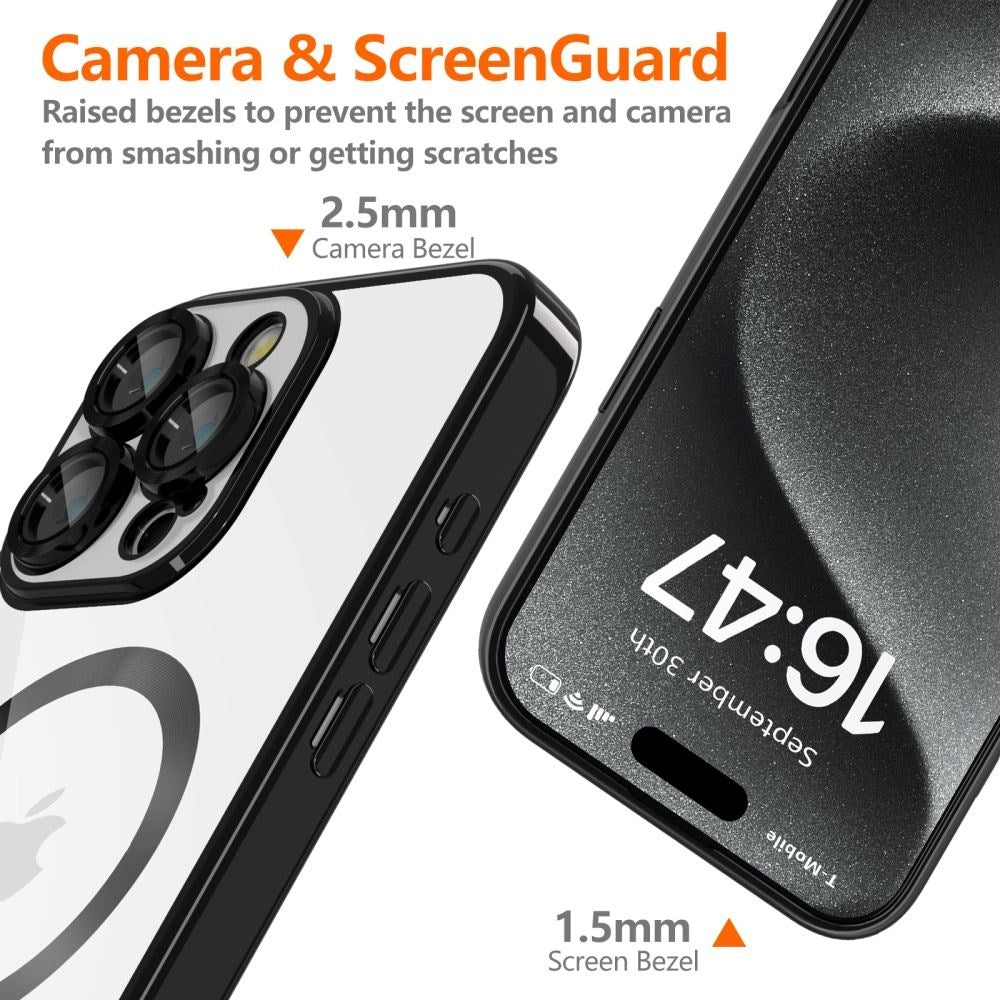 iPhone 16 Pro Max Tech-Protect Magmat Case - MagSafe Compatible - Transparent / Glossy Black