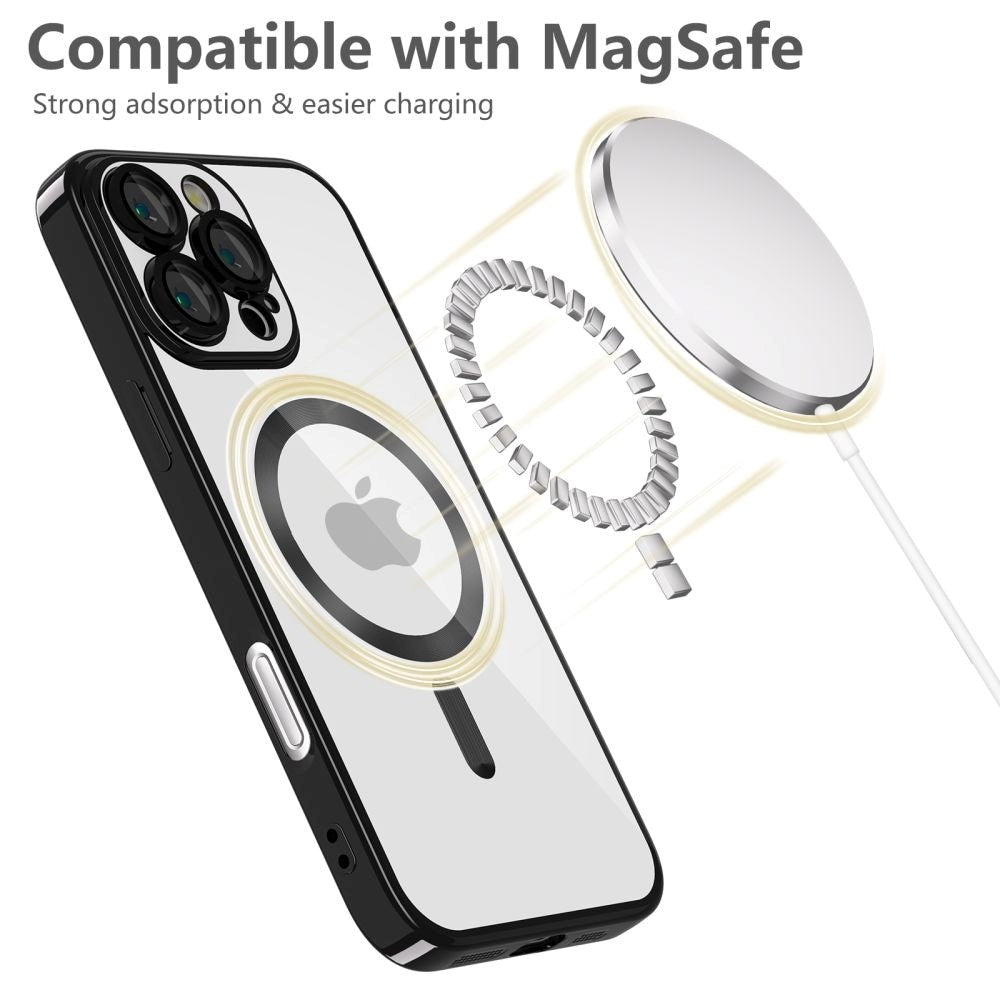 iPhone 16 Pro Max Tech-Protect Magmat Case - MagSafe Compatible - Transparent / Glossy Black