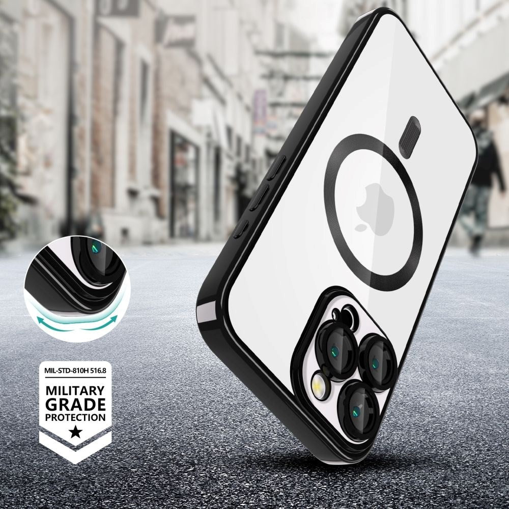 iPhone 16 Pro Max Tech-Protect Magmat Case - MagSafe Compatible - Transparent / Glossy Black