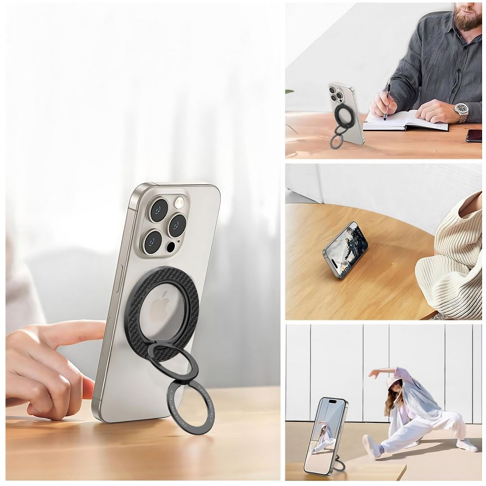 Tech-Protect MagSafe Ring Holder for Mobile with Carbon Design - MagSafe Compatible - Black
