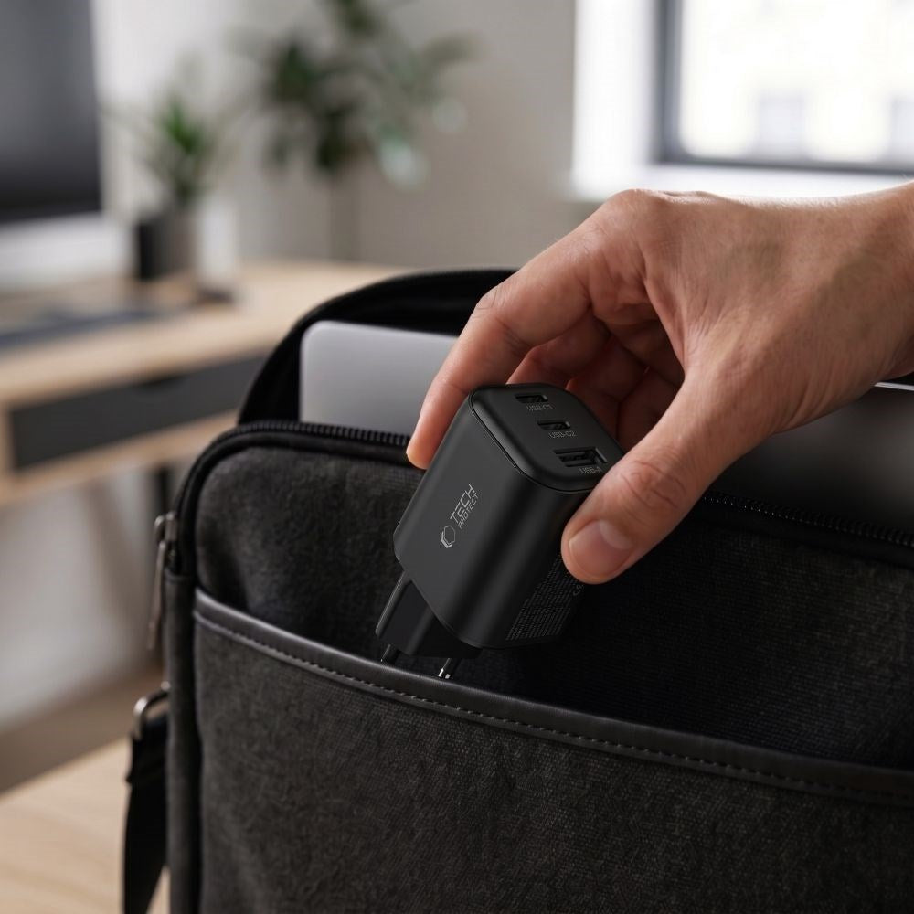 Tech-Protect 100W Wall Charger - 1 x USB-A - 2 x USB-C - Black