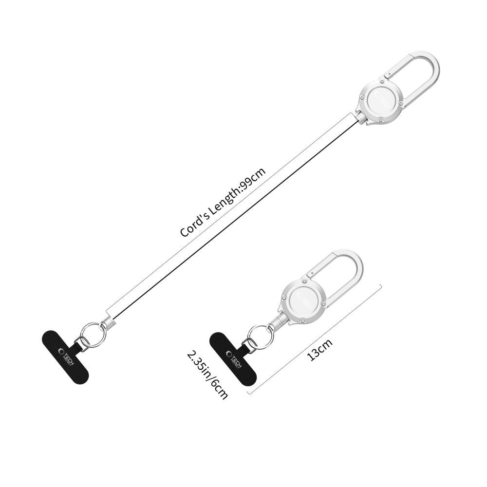 Tech-Protect URBANLOOP Anti-Theft Keychain with Yoyo Lanyard - Silver