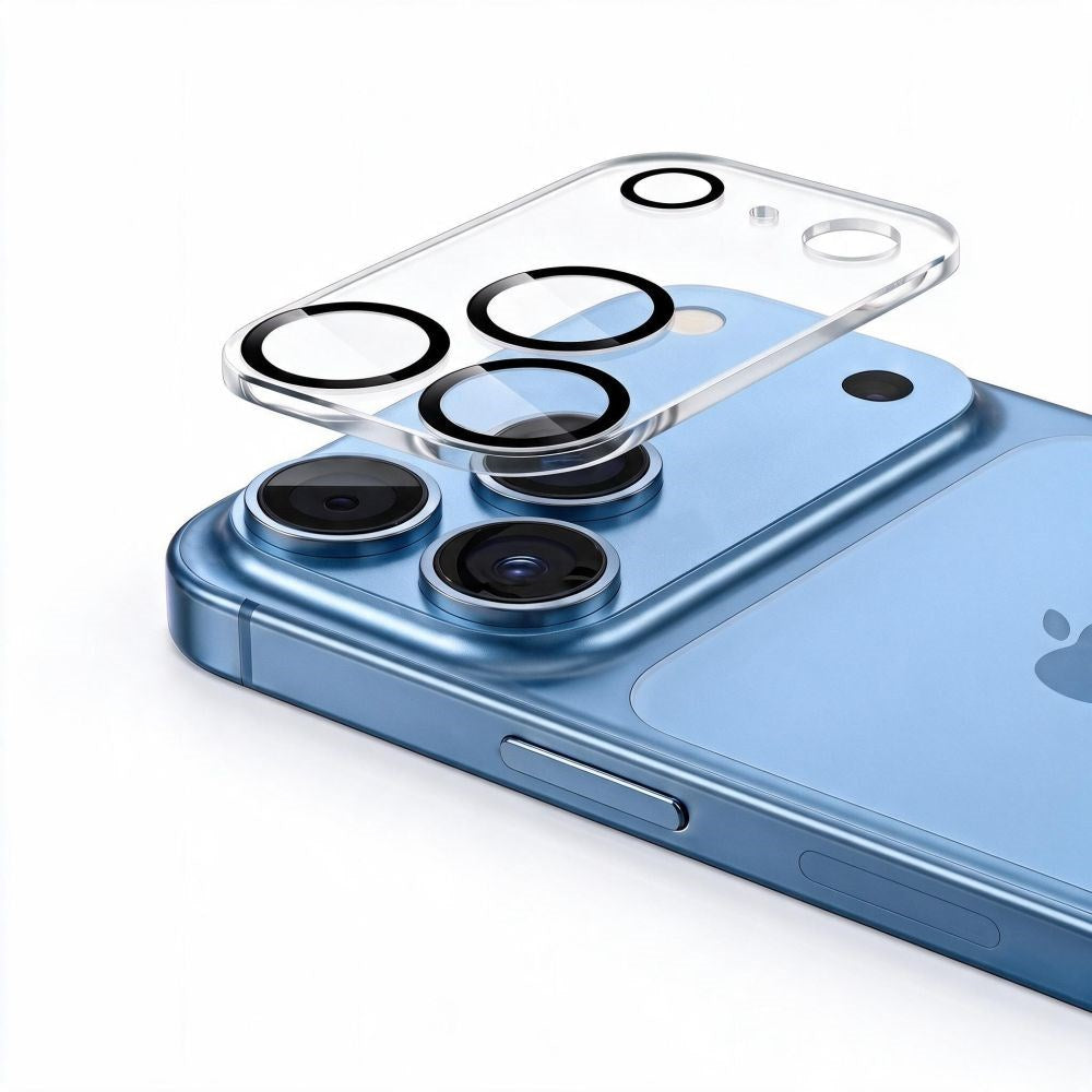 iPhone 18 Pro Max Tech-Protect Cam Fit+ Camera Lens Protector Glass - Transparent / Black