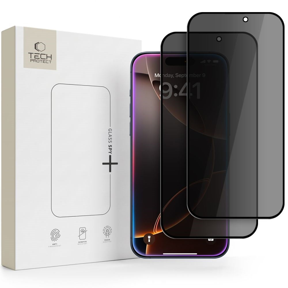 iPhone 18 Pro Tech-Protect Tempered Glass Screen Protector - Privacy Function - 2 Pcs. - Transparent