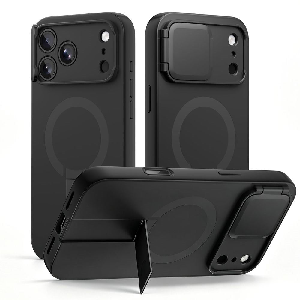 iPhone 18 Pro Max / 17 Pro Max Tech-Protect Kevlar Aura Case w. Stand Function and Cam Slider - MagSafe Compatible - Black