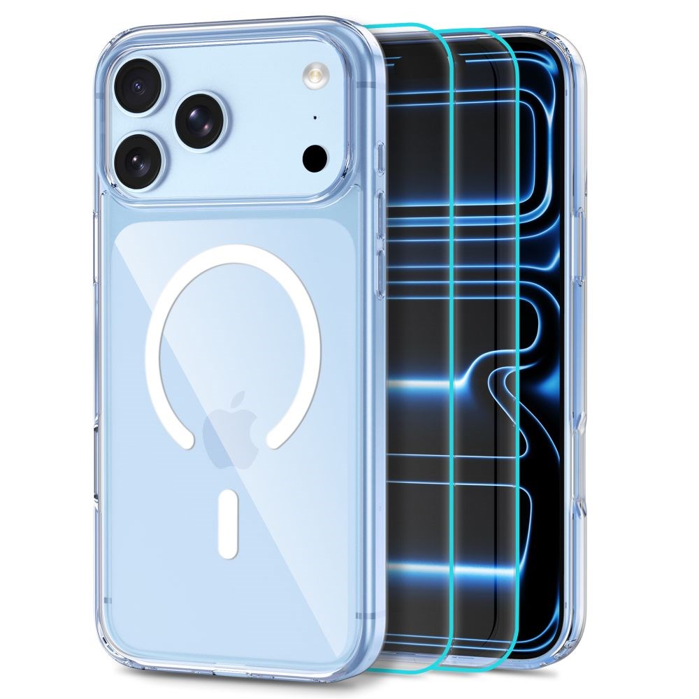 iPhone 18 Pro / 17 Pro Tech-Protect FlexAir Hybrid Case with 2 Pcs. Screen Protectors - MagSafe Compatible - Transparent