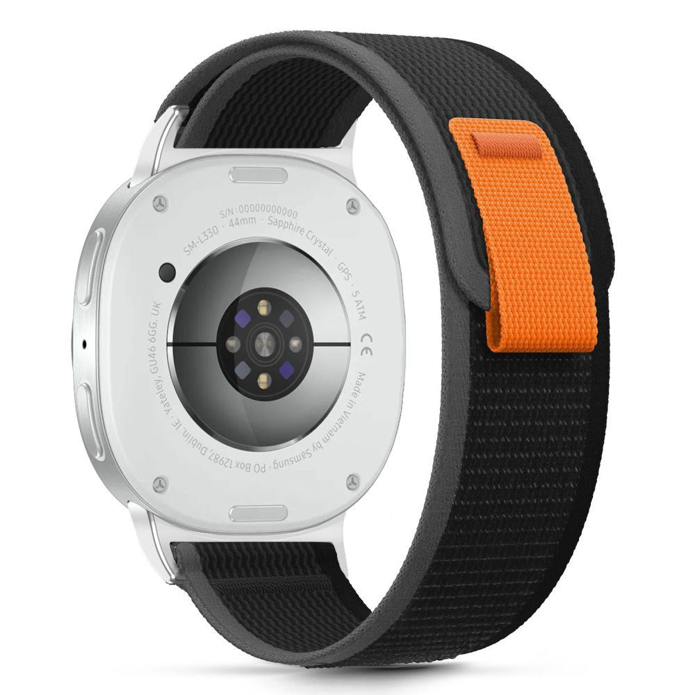 Samsung Galaxy Watch 8 / 9 / Classic (40 / 44 / 46mm) Tech-Protect Nylon Stripe Watch Band - Black / Orange