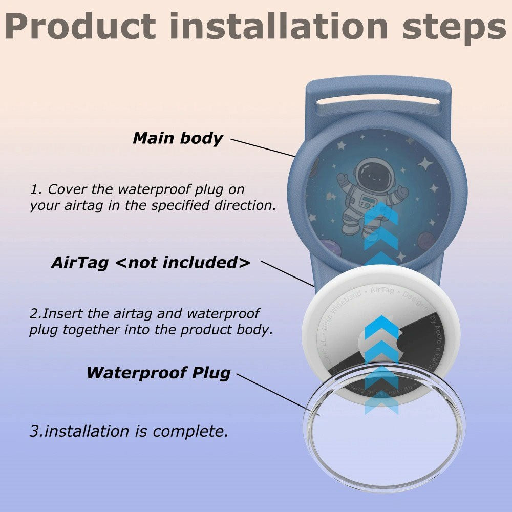 Tech-Protect Nylon - Apple Airtag Strap for Kids - Blue / Astronaut