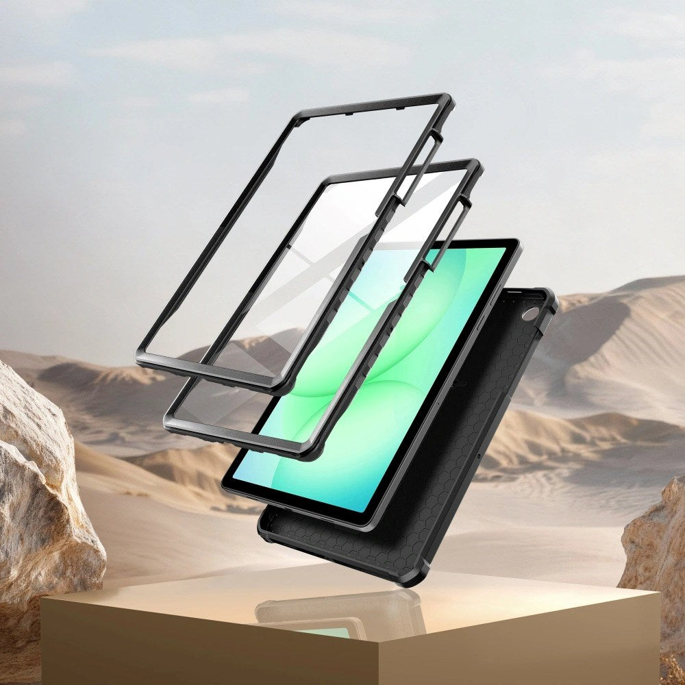 Samsung Galaxy Tab A11+ (Plus) / A9+ (Plus) Tech-Protect Kevlar Pro Case with Built-in Screen Protector - Black