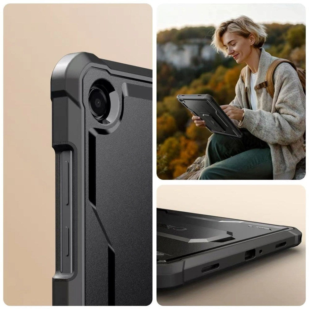 Samsung Galaxy Tab A11+ (Plus) / A9+ (Plus) Tech-Protect Kevlar Pro Case with Built-in Screen Protector - Black