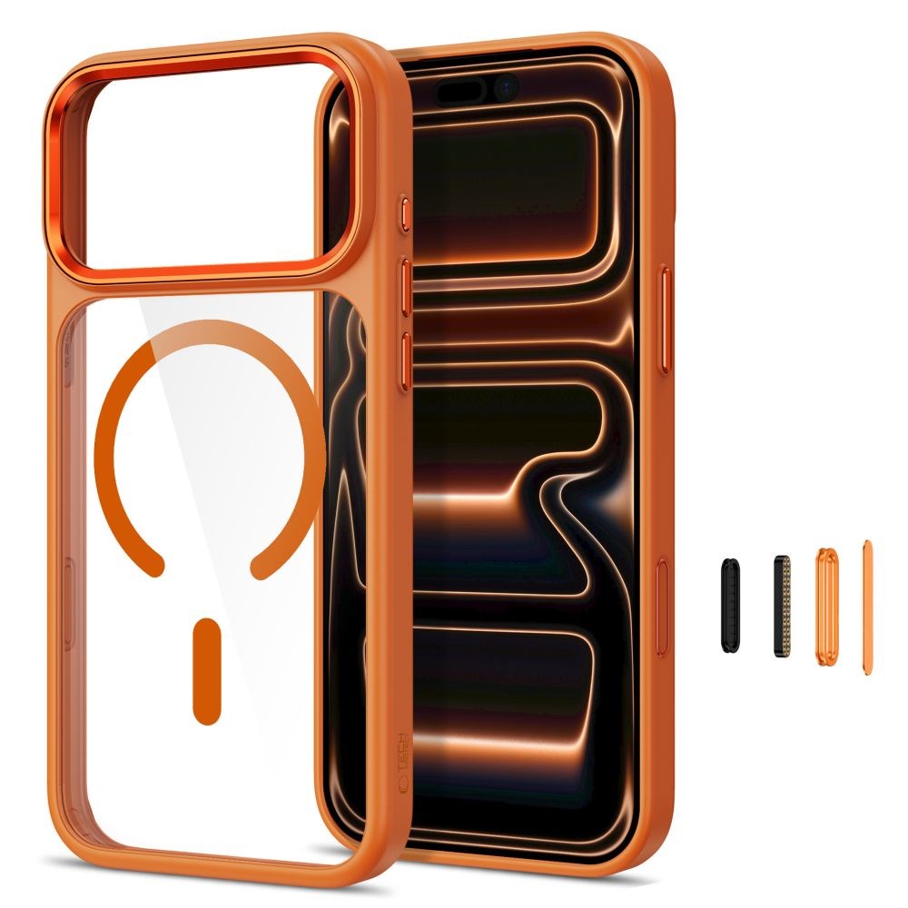 iPhone 18 Pro / 17 Pro Tech-Protect MagMat Case - MagSafe Compatible - Transparent / Orange