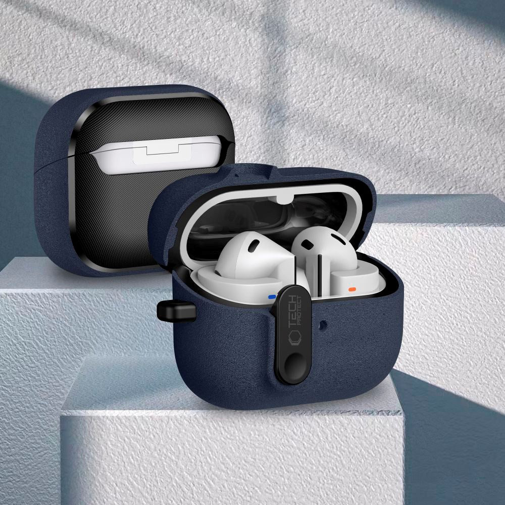 Samsung Galaxy Buds 3 / 3 Pro / 3 FE Tech-Protect Slim Hook Case with Carabiner – Blue