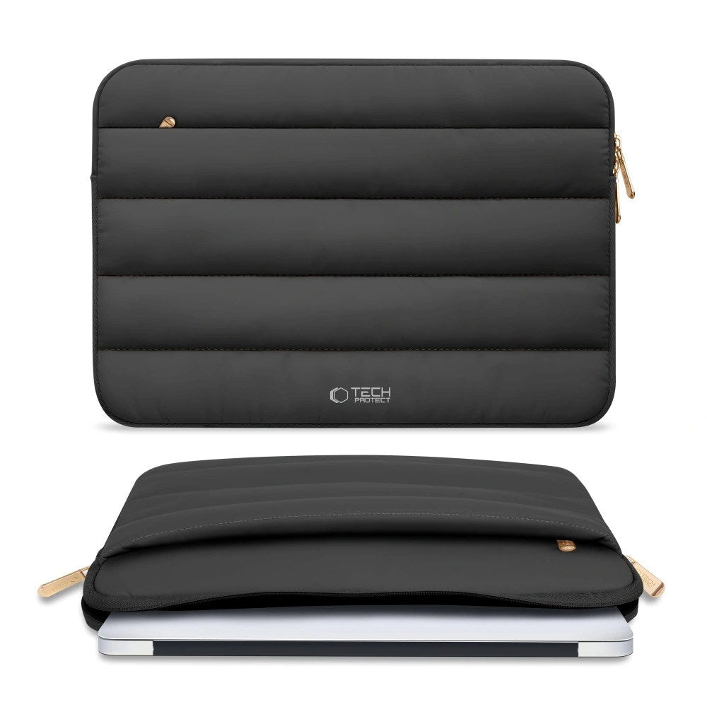 Tech-Protect Fluffy MacBook / Laptop 13-14" (25 x 35cm) Sleeve with Extra Zipper Pocket - Black