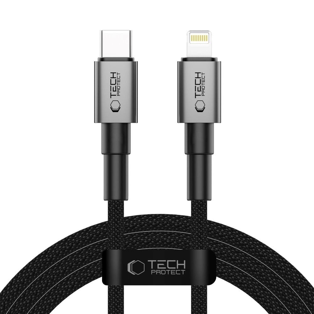 Tech-Protect Ultraboost DNA PD 27W/3A Lightning to USB-C Cable 2m - Black / Dark Grey