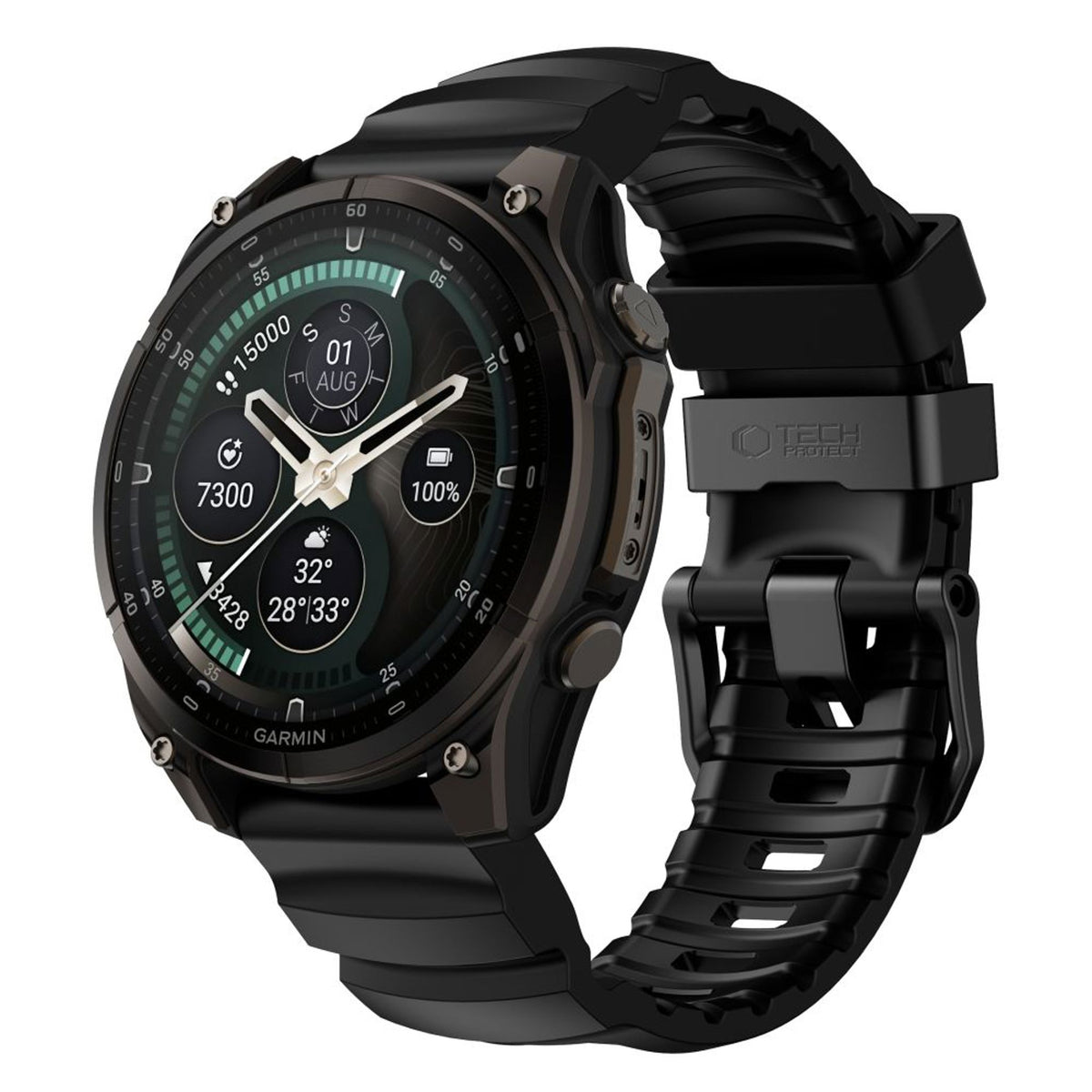 Universal Garmin 26mm QuickFit Tech-Protect Motion Watch Strap - Black