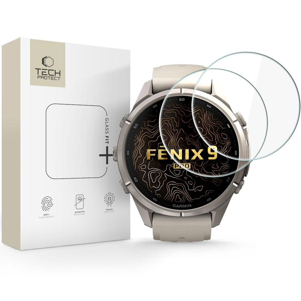 Garmin Fenix 9 Pro (43mm) Tech-Protect Glass Fit+ Screen Protector - 2 pcs - Transparent