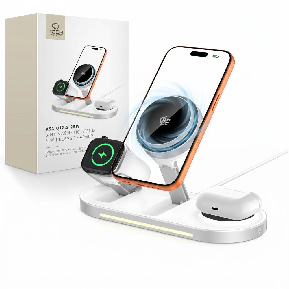 Tech-Protect A51 ARCTICBOOST 3-in-1 Wireless Charger 25W - MagSafe / Qi2 Compatible - White